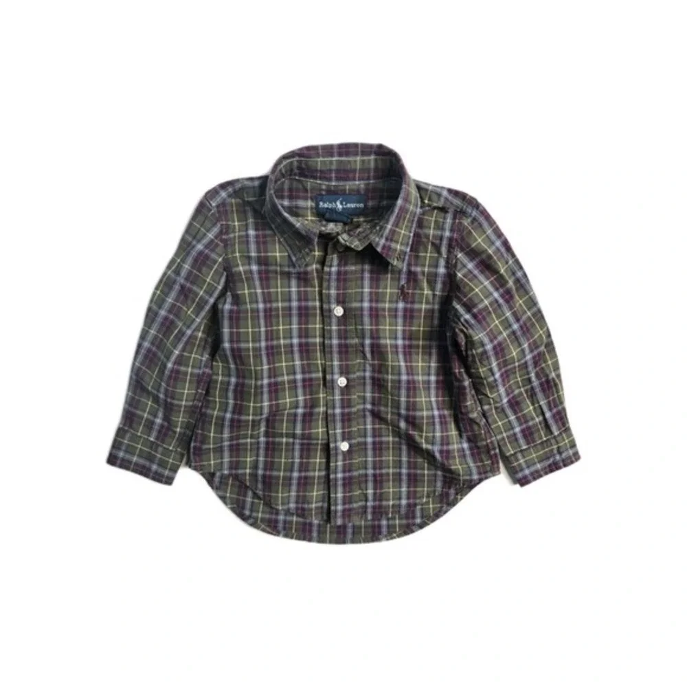Ralph Lauren Baby Boys Button-Up Shirt Plaid 18 Months
